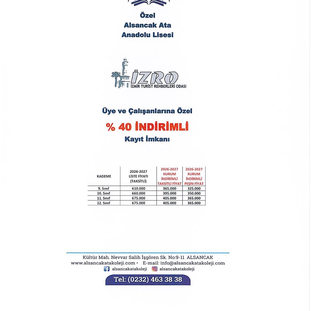 Özel Alsancak Ata Anadolu Lisesi ile yapılan protokol